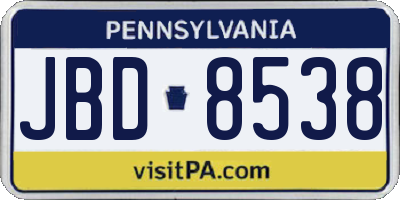 PA license plate JBD8538