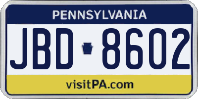 PA license plate JBD8602