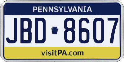PA license plate JBD8607