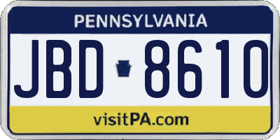 PA license plate JBD8610