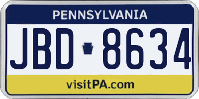 PA license plate JBD8634
