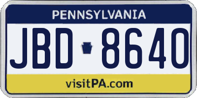 PA license plate JBD8640