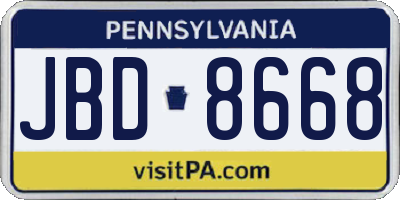 PA license plate JBD8668