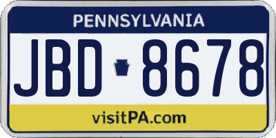 PA license plate JBD8678