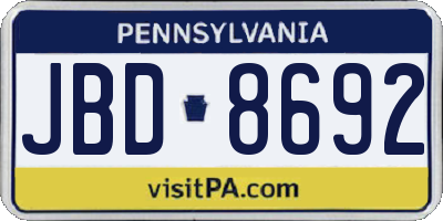 PA license plate JBD8692