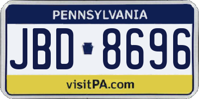 PA license plate JBD8696