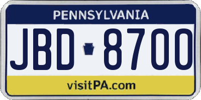 PA license plate JBD8700