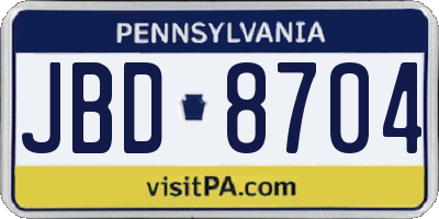 PA license plate JBD8704