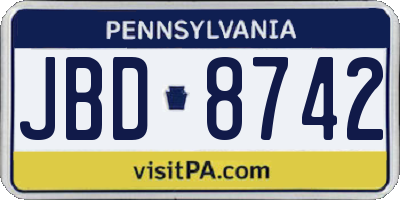 PA license plate JBD8742