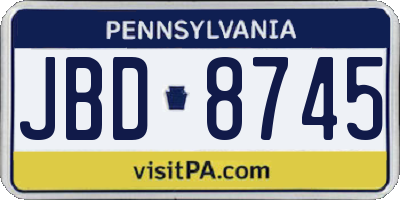 PA license plate JBD8745