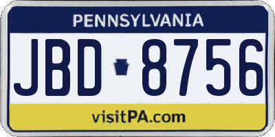 PA license plate JBD8756