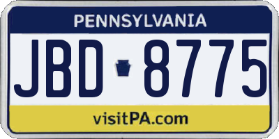 PA license plate JBD8775