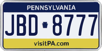 PA license plate JBD8777