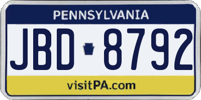 PA license plate JBD8792