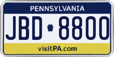 PA license plate JBD8800