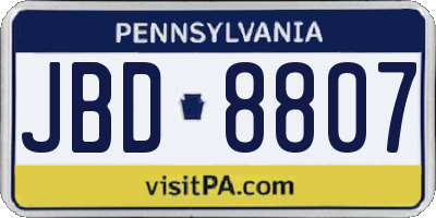 PA license plate JBD8807