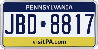 PA license plate JBD8817