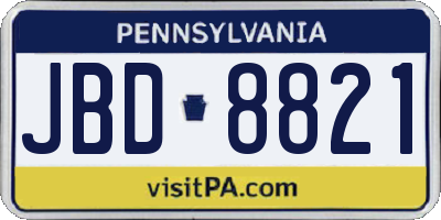 PA license plate JBD8821
