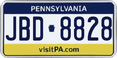 PA license plate JBD8828