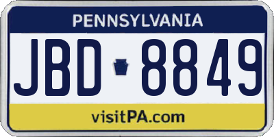 PA license plate JBD8849