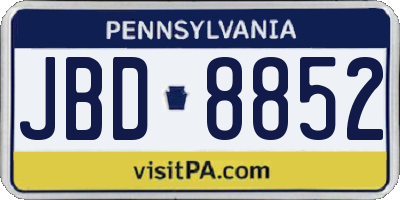 PA license plate JBD8852