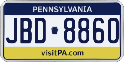 PA license plate JBD8860