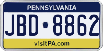 PA license plate JBD8862