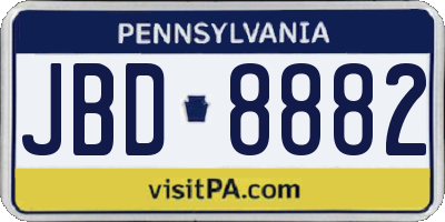 PA license plate JBD8882