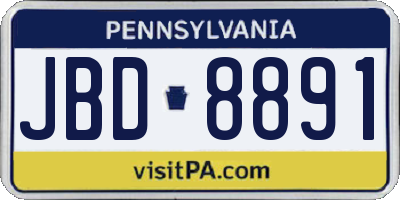 PA license plate JBD8891