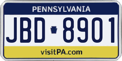 PA license plate JBD8901