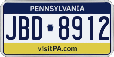 PA license plate JBD8912