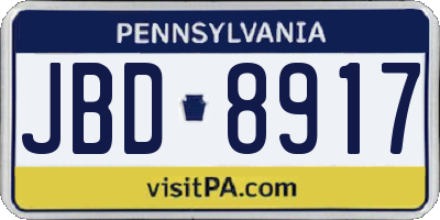 PA license plate JBD8917