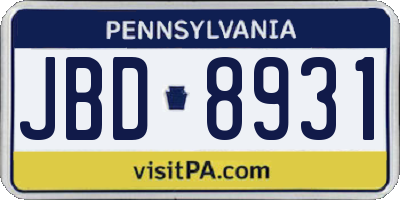 PA license plate JBD8931