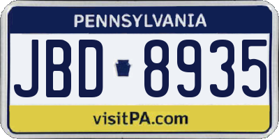 PA license plate JBD8935