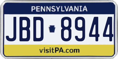 PA license plate JBD8944
