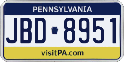 PA license plate JBD8951