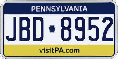 PA license plate JBD8952