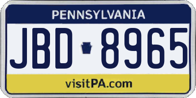 PA license plate JBD8965