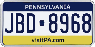 PA license plate JBD8968