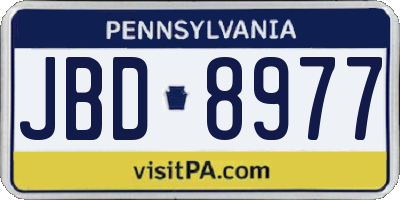 PA license plate JBD8977