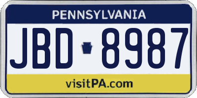 PA license plate JBD8987