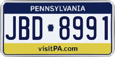 PA license plate JBD8991