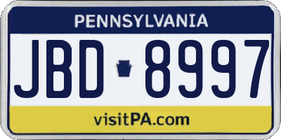 PA license plate JBD8997