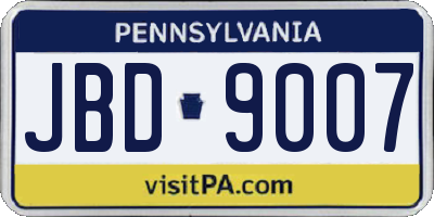 PA license plate JBD9007
