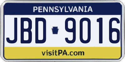 PA license plate JBD9016