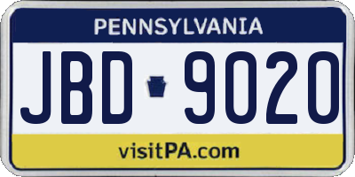 PA license plate JBD9020
