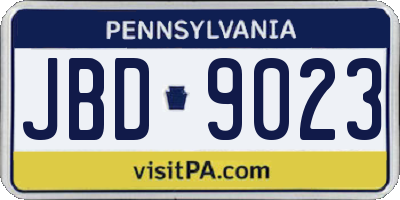 PA license plate JBD9023