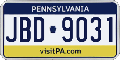 PA license plate JBD9031