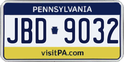 PA license plate JBD9032