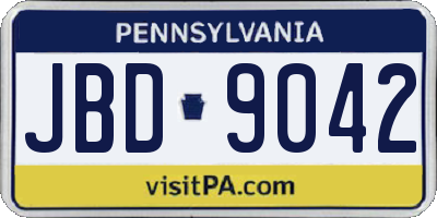 PA license plate JBD9042